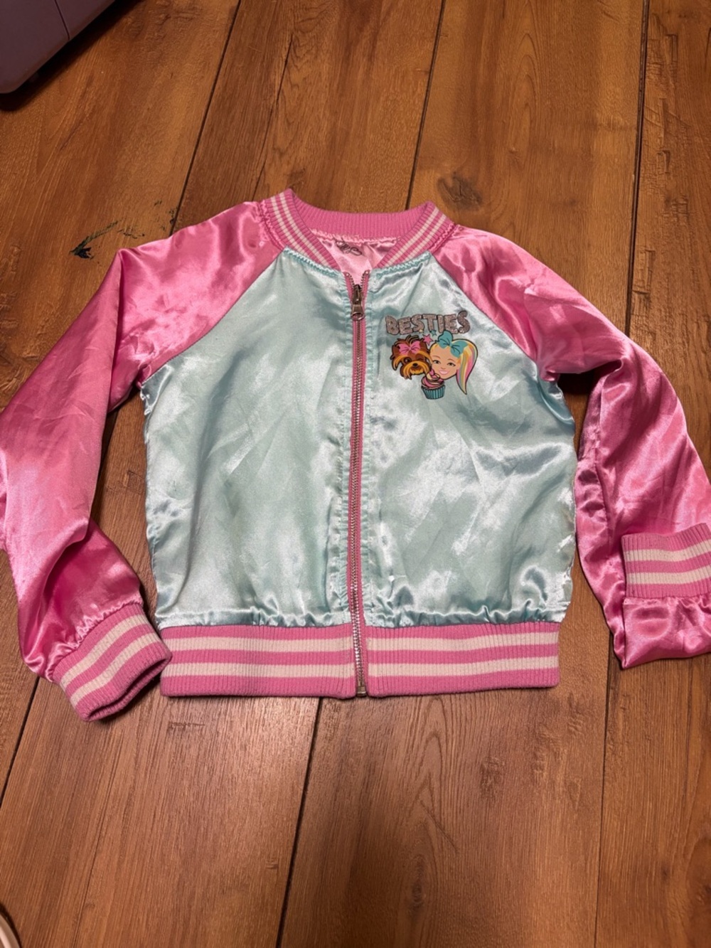 JoJo Siwa Pink and Light Blue Satin Bomber Jacket